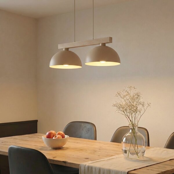 TK Lighting Висяща лампа „Осло“, пясъчен цвят, с 2 лампи, дължина 83 см, E27, Затъмняване, Бежов, Дневна/трапезария, Метал, Модерен
