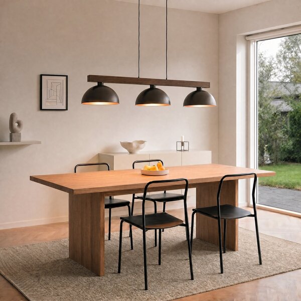 TK Lighting Висяща лампа „Осло“, кафява, с 3 лампи, дължина 118 см, E27, Затъмняване, Кафяв / ръждив, Дневна/трапезария, Метал, Модерен