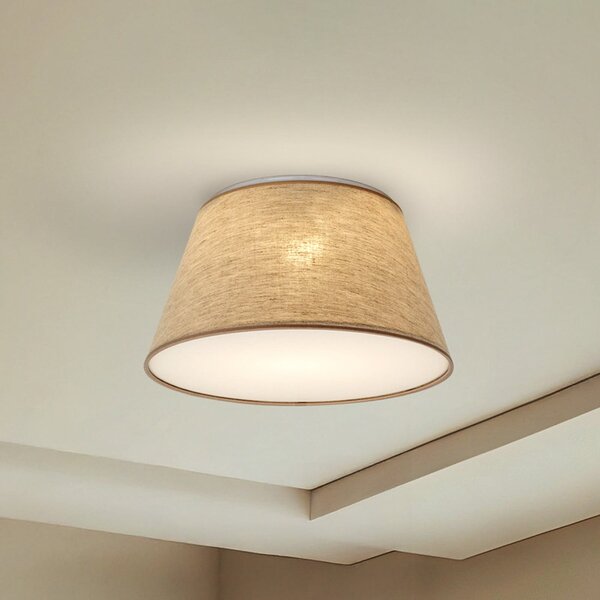 TK Lighting Таванна лампа Formo, бежова, лен, Ø 38 см, E27, Затъмняване, Бежов, Дневна/трапезария, Плат / текстил, Модерен