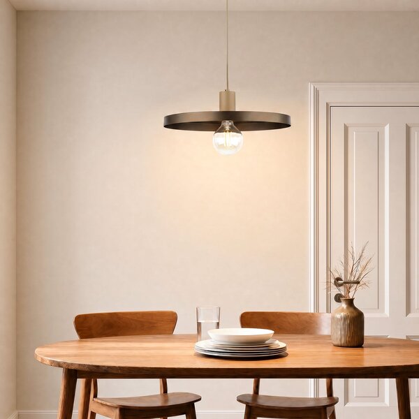TK Lighting Висяща лампа Sila, кафяво/пясъчно, метал, Ø 45 см, E27, Затъмняване, Кафяв / ръждив, Дневна/трапезария, Метал, Модерен