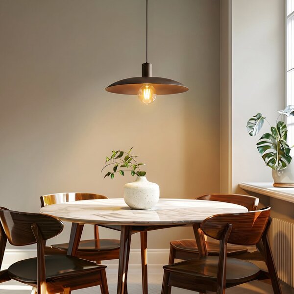 TK Lighting Висяща лампа Astra, кафява, метал, Ø 41 см, E27, Затъмняване, Кафяв / ръждив, Дневна/трапезария, Метал, Модерен