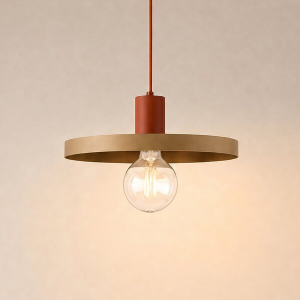 TK Lighting Висяща лампа Sila, пясъчен/червен, метал, Ø 30 см, E27, Затъмняване, Бежов, Дневна/трапезария, Метал, Модерен