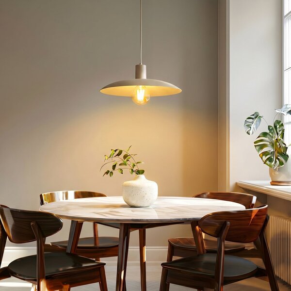 TK Lighting Висяща лампа Astra, пясъчен цвят, метал, Ø 41 см, E27, Затъмняване, Бежов, Дневна/трапезария, Метал, Модерен