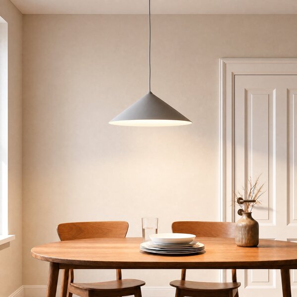 TK Lighting Висяща лампа Lume L, цвят „греж“, метал, Ø 40 см, GX53, Затъмняване, Сив, Дневна/трапезария, Метал, Модерен
