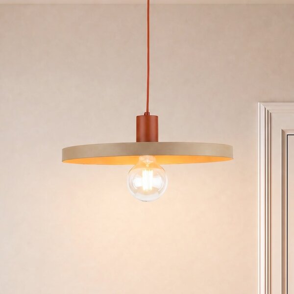 TK Lighting Висяща лампа Sila, пясъчен/червен, метал, Ø 45 см, E27, Затъмняване, Бежов, Дневна/трапезария, Метал, Модерен