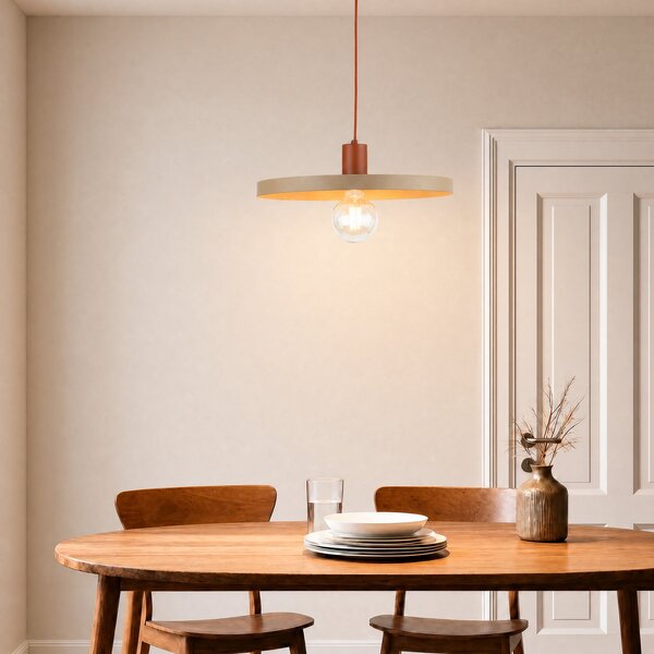 TK Lighting Висяща лампа Sila, пясъчен/червен, метал, Ø 45 см, E27, Затъмняване, Бежов, Дневна/трапезария, Метал, Модерен