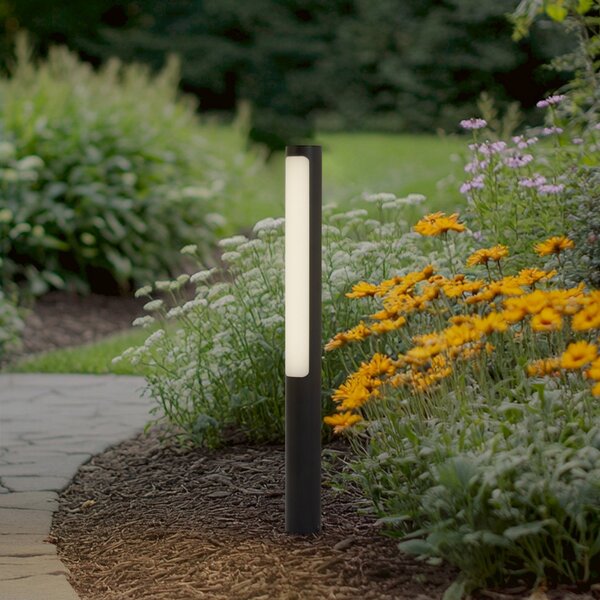 Lucande LED осветление за пътеки Tuberia, антрацит, метал, 80 cm, Черен, Алуминий, Модерен