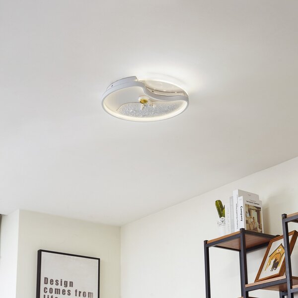 Lindby LED осветление за таван Kosmo, 40 cm, бяло, метал, луна, Бял, Дневна/трапезария, Пластмаса, Млад живот