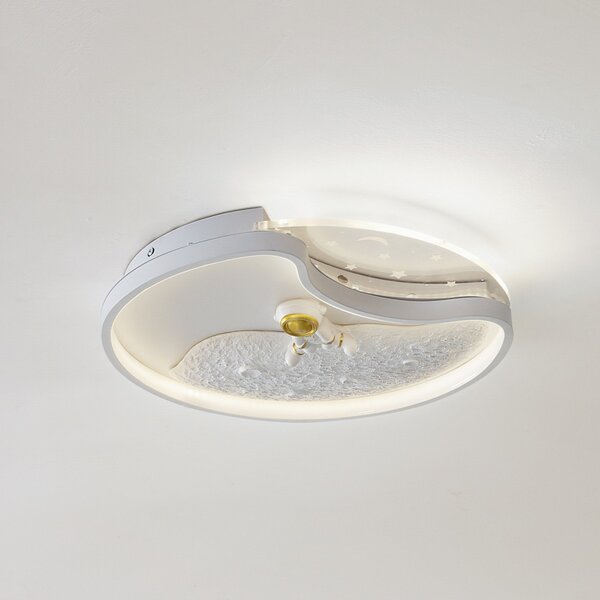 Lindby LED осветление за таван Kosmo, 40 cm, бяло, метал, луна, Бял, Дневна/трапезария, Пластмаса, Млад живот