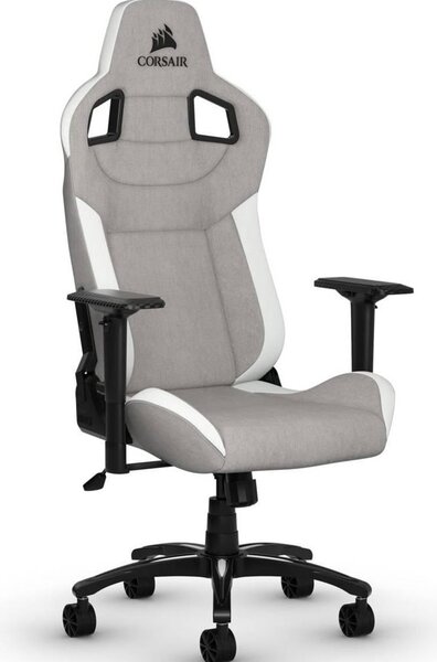 Геймърски стол Corsair T3 RUSH, дишащ текстил, до 120kg, наклон със заключване, 4D регулируеми подлакътници, газов амортисьор клас 4, сив