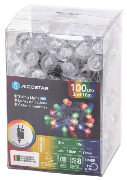 Aigostar - LED външен коледен гирлянд 100xLED/8 функции 13m IP44 многоцветен