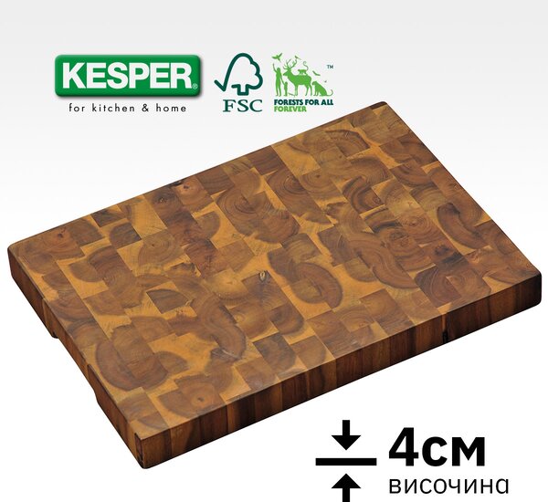 Професионална кухненска дъска 42x30x4см KESPER - АКАЦИЯ