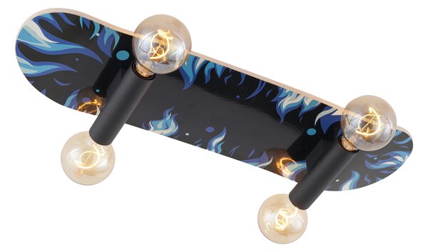 Стенна лампа черна със синьо 80 см - Skateboard