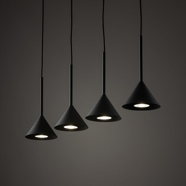 TK Lighting Висяща лампа Cono Mini, 4-пламъчна, черна GU10, Затъмняване, Черен, Дневна/трапезария, Метал, Модерен