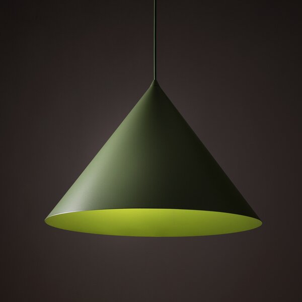 TK Lighting Висяща лампа Cono, 1-пламъчна, Ø 50 cm, зелена, E27, Затъмняване, Зелен, Дневна/трапезария, Метал, Модерен