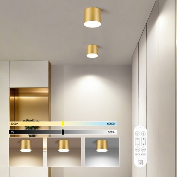 Immax NEO 07317L - LED димируемо таванно осветително тяло RONDATE 18W/230V 11,5cm Wi-Fi Tuya златисто