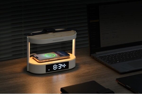 Immax NEO 09111L - LED димируема настолна лампа с будилник и зарядно TRIPLE DOCK LED/1,5W/5V