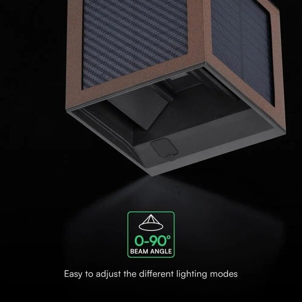 Соларен LED стенен осветител със сензор 9W/3,7V 3000/4000/6000K IP65 2600mAh кафяв