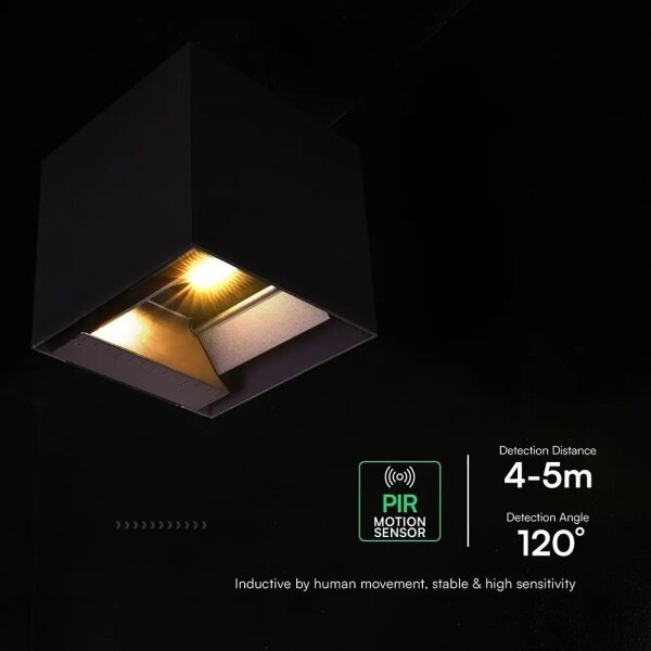 LED соларно стенно осветително тяло с вграден сензор LED/9W/3,7V 3000/4000/5000K IP65 2600mAh черно
