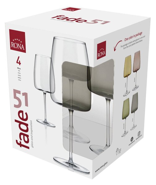 RONA Чаши за вино Deco fade amber 510мл 4бр