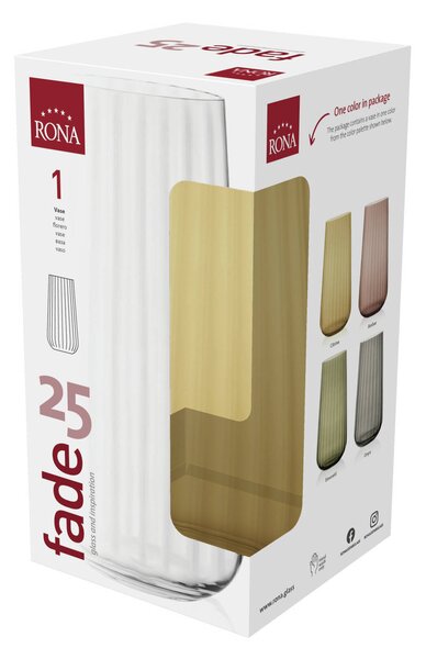 RONA Ваза от оптично стъкло Fade citrine h 25см