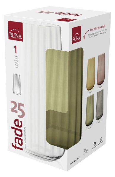 RONA Ваза от оптично стъкло Fade emerald h 25см
