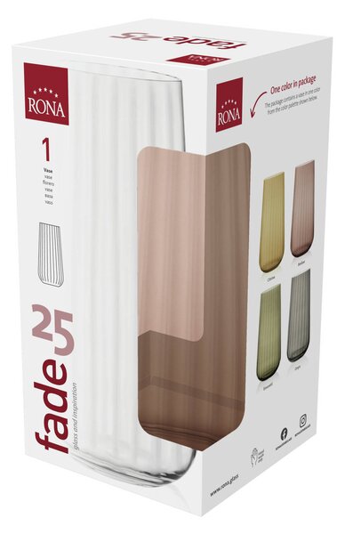 RONA Ваза от оптично стъкло Fade amber h 25см