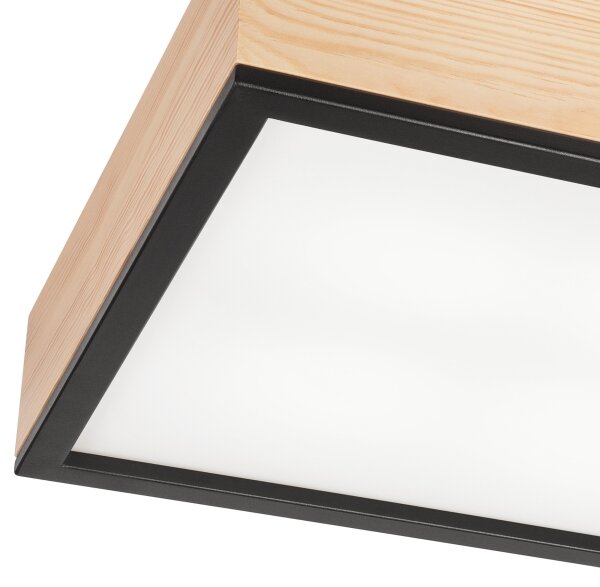 Плафон NATURAL SQUARE 4xE27/15W/230V 39x39 см бор/черен