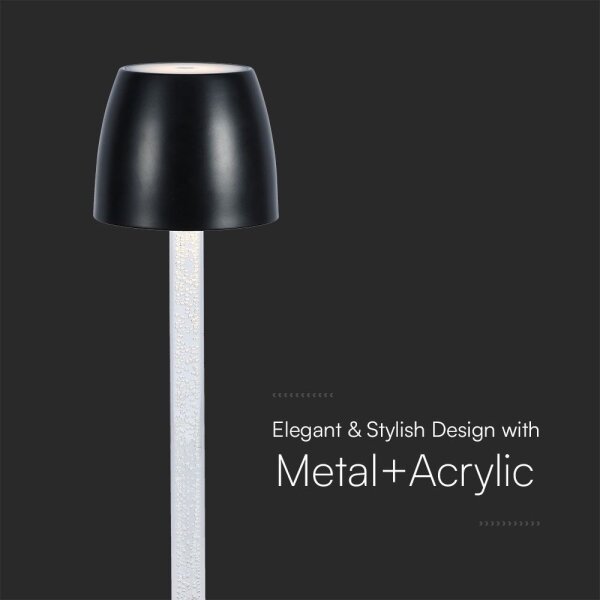 LED регулируема настолна лампа, зареждаща, 3W, 5V, 3000K, черна