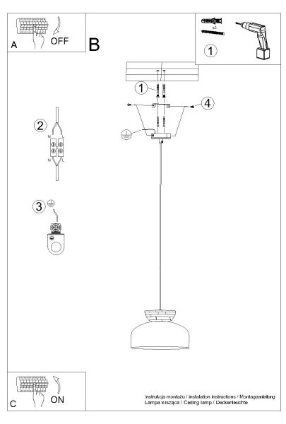 Sollux SL.1350 - Пендел MARION 1xE27/15W/230V Ø 29,5 см бял