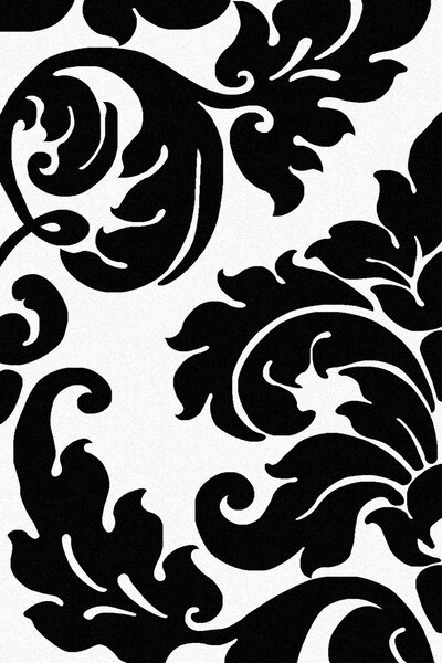 Черно-бял килим Флория с флорални мотиви - 160/230