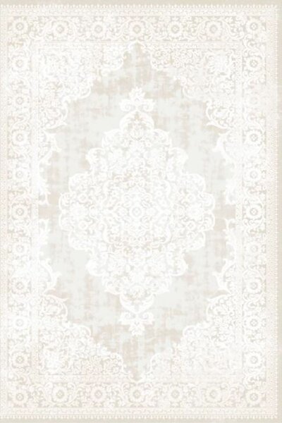 Бял класически килим Петра с ресни - 160/230