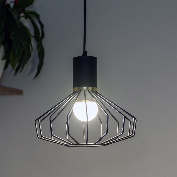 Полилей на кабел SOLANO 1xE27/15W/230V черно/златно