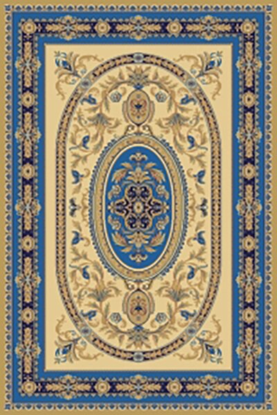 Вълнен килим Премиера в синьо и бежово - 150/300