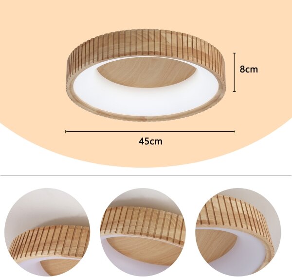 Brilagi - LED таванно осветително тяло FALCON WOOD MODERN LED/30W/230V Ø 45 см дърво