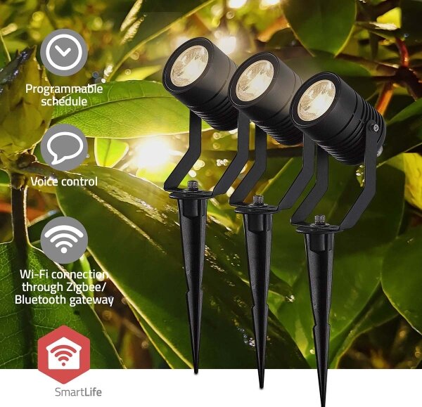 Nedis ZBLOS10RGBW3-SADA 3x LED RGBW външна лампа с димер LED/3W/230V IP65 Wi-Fi Tuya