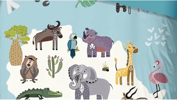Синьо единично /удължено детско спално бельо 140x220 cm Wild Life – Good Morning