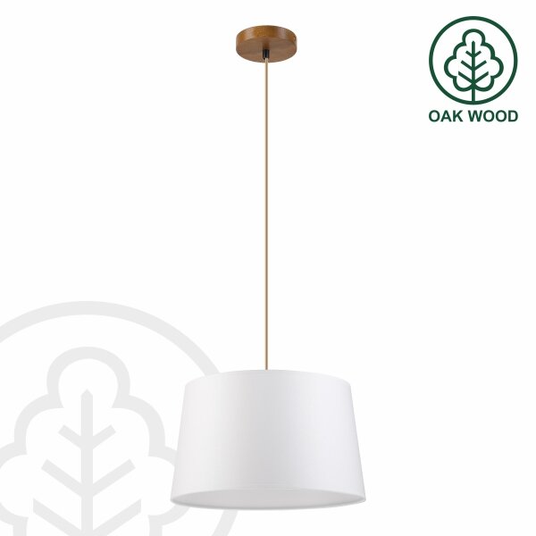 Полилей на кабел AIDA, 1xE27/60W/230V, Ø 35 cm, дъб/кафяв/бял