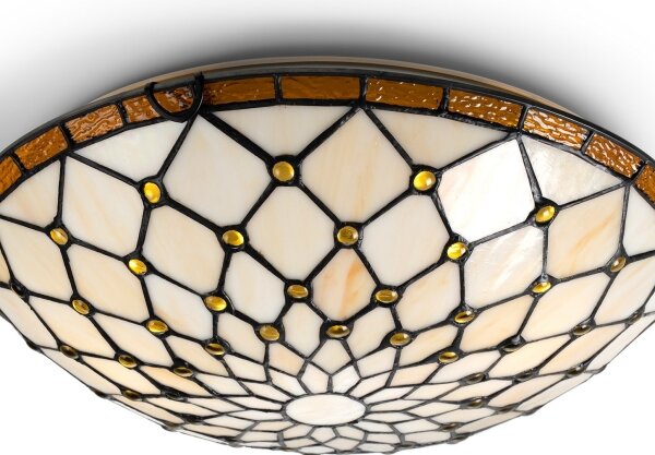 Brilagi - витражно таванно осветително тяло Tiffany IVORY, 2xE27/60W/230V, Ø 40 см