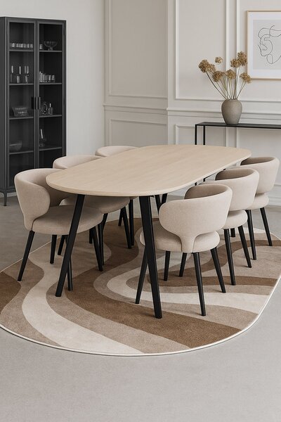 Елипсовиден бежов килим Trend на райета - 160/230