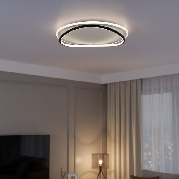 Таванно LED осветително тяло HALO, 38W, 230V, Ø 50 см, черно