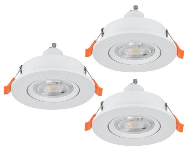 Eglo 902242 - Комплект от 3 LED вградени точкови осветителни тела BARRANCO 1xGU10/4,5W/230V бели