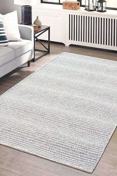 Мек луксозен килим Decor от памук и полиестер цвят грейдж - 120/180