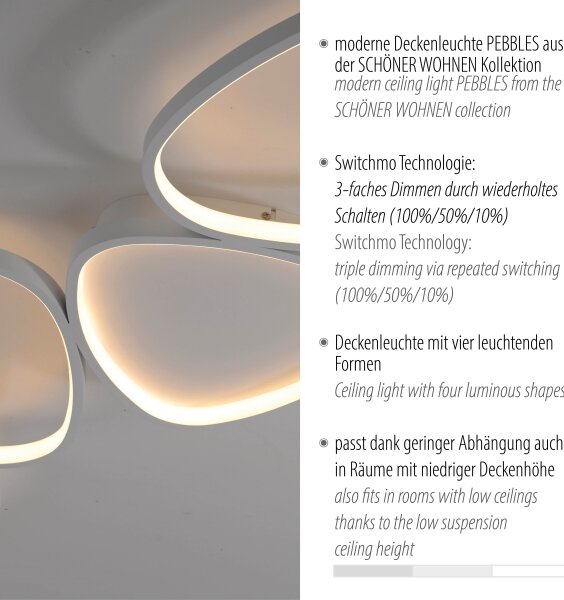 Schöner Wohnen 14039-16 - димируемо LED таванно осветително тяло PEBBLES LED/35,5W/230V бяло