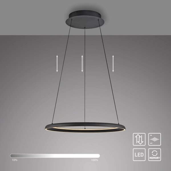 Schöner Wohnen 15570-18-LED, димируема висяща лампа на кабел QUILLO LED/36W/230V Ø60 см, черна