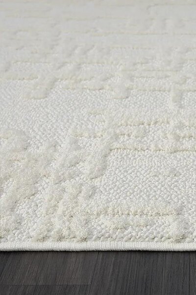 Супер мек бял структуриран килим Wool - 120/180