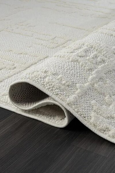 Супер мек бял структуриран килим Wool - 120/180
