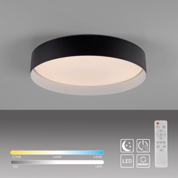 Schöner Wohnen 14594-18 - димируемо LED таванно осветително тяло TAVOLI LED/20W/230V черно + дистанционно управление