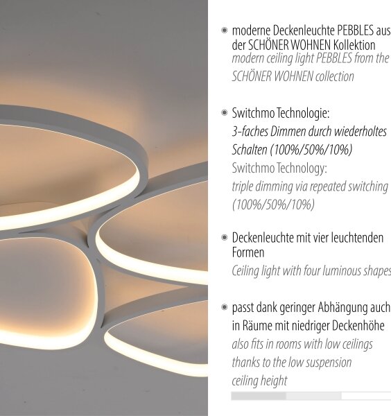 Schöner Wohnen 14038-16 - Димируем LED плафон PEBBLES LED/35,5W/230V бял