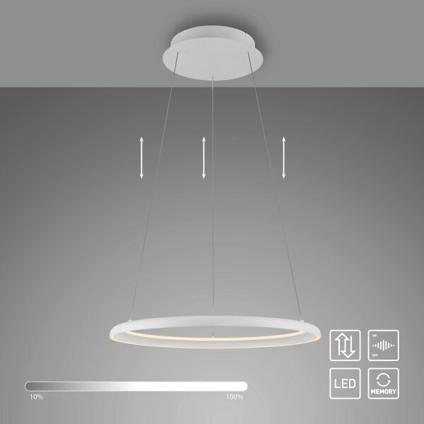 Schöner Wohnen 15570-16-LED Висяща лампа QUILLO на кабел, димируема LED/36W/230V, Ø60 см, бяла